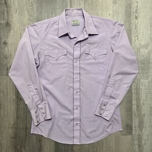 Vintage H Bar C Ranch Wear Mens Long Sleeve Pearl Snap Shirt Purple Sz 15 1/2-33